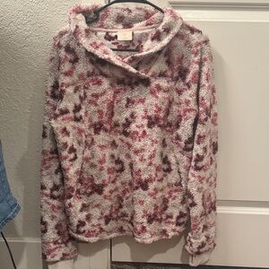 Elegant Women's Cowl Neck Sweater - Pink and Cream